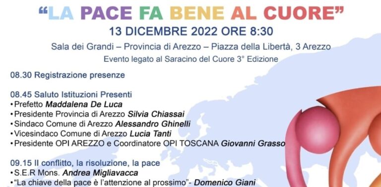 Martedì 13 dicembre “LA PACE FA BENE AL CUORE”