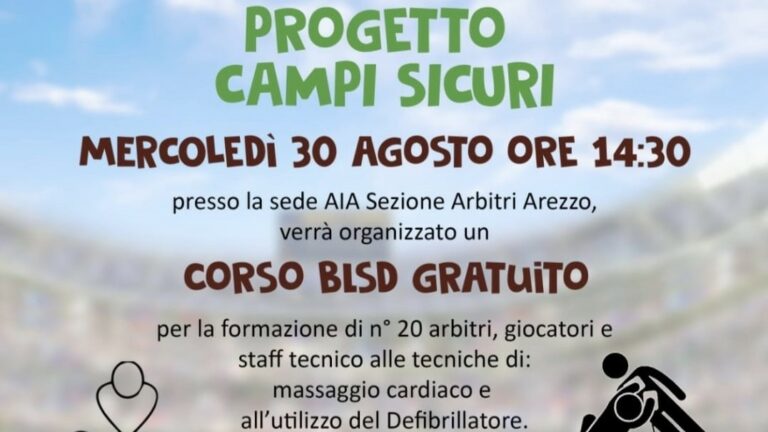 Mercoledì 30 Agosto alle ore 14.30 PROGETTO CAMPI SICURI, CARTELINO ROSSO ALL’ARRESTO CARDIACO